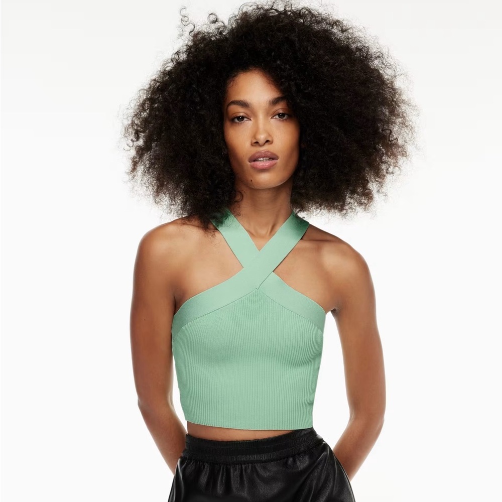 Aritzia Babaton Sculpt Knit Criss Cross Cropped Tank